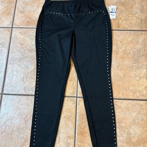 Ultra Flirt Black Legging/ Pants Size Large with Metal Studs Along Sides NWT